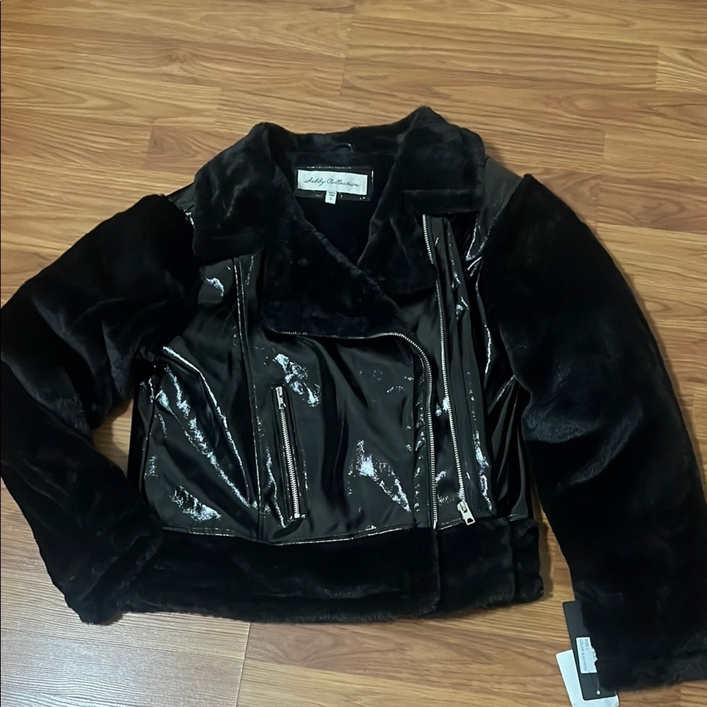 Shabby Collection Black Faux Fur Women's Jacket